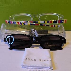 2 Joan Rivers Kids Black Sunglasses and a Clear Frame W/Multicolor Stripe Arms